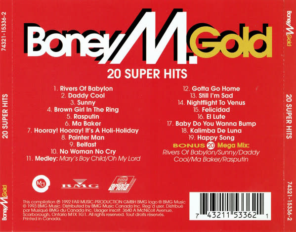 R&B/Soul/Funk Boney M. - Gold: 20 Super Hits (USED CD - light scuff)