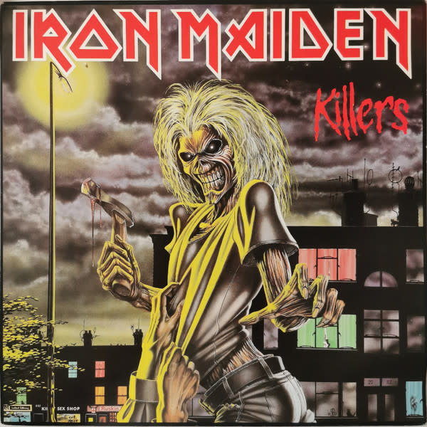 Metal Iron Maiden - Killers ('81 CA) (VG/ heavy wear to sleeve: 3 in. bottom seam split, shelf-wear, creases, tears on spine, etc.)