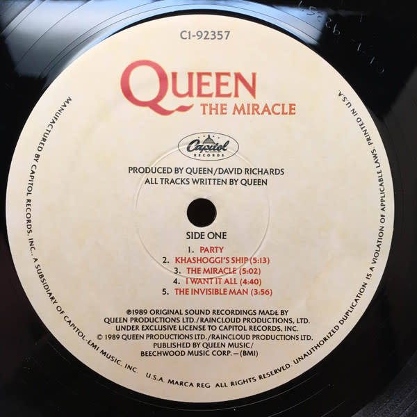 Rock/Pop Queen - Miracle ('89 US) (VG++/ one small crease)