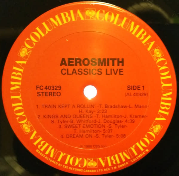 Rock/Pop Aerosmith - Classics Live! ('86 CA) (VG plays VG+/ a few small creases)