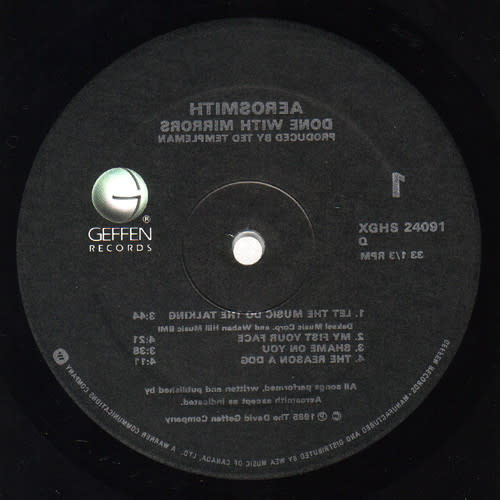 Rock/Pop Aerosmith - Done With Mirrors ('85 CA) (VG+/ a few small creases, shelf-wear, inner sleeve bottom split)