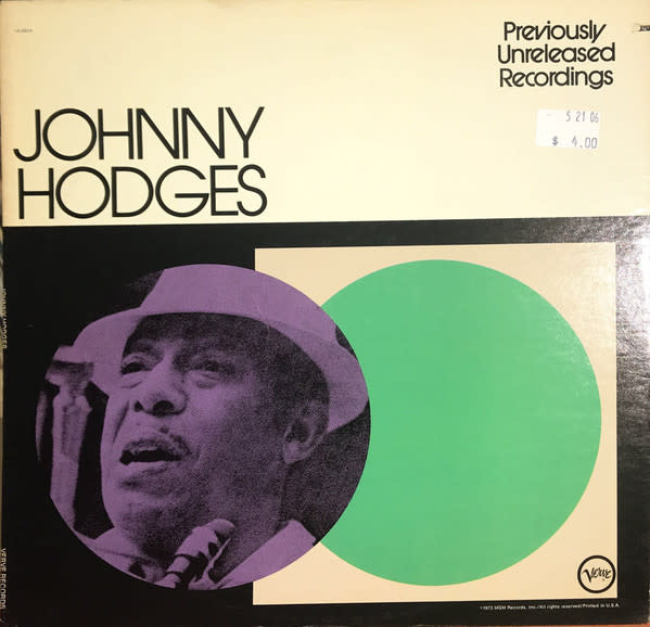 Jazz Johnny Hodges – Previously Unreleased Recordings (VG+/ small creases, avg. shelf wear)