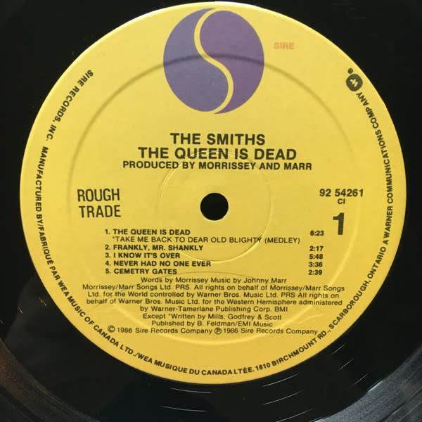 Rock/Pop The Smiths - The Queen Is Dead ('86 CA) (VG+/ inner sleeve split, creases on spine)