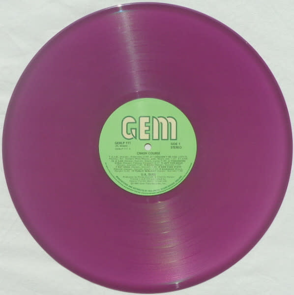 Rock/Pop U.K. Subs - Crash Course - Live ('80 UK Purple Vinyl - MISSING BONUS 12") (VG, warp - doesn't affect sound/ creases, ring/shelf-wear)