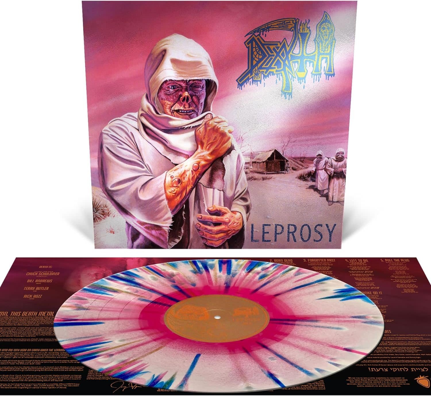 Metal Death - Leprosy (Hot Pink, Bone White, Blue Jay Tri-Colour With Splatter)