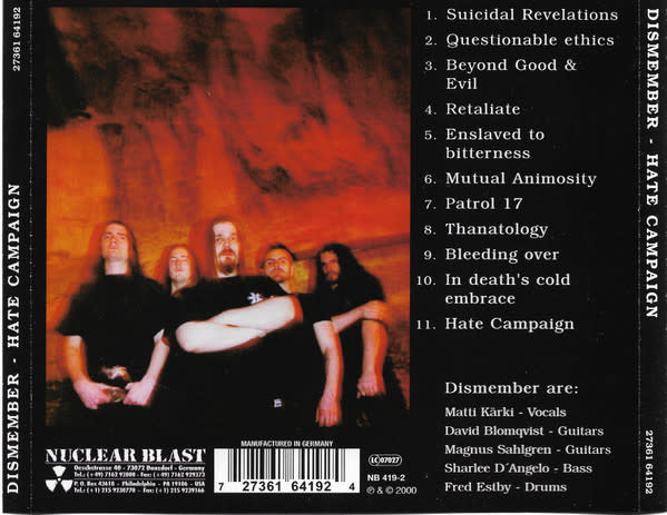 Metal Dismember - Hate Campaign (USED CD - light scuff)