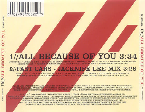 Rock/Pop U2 - All Because Of You (USED CD Single)