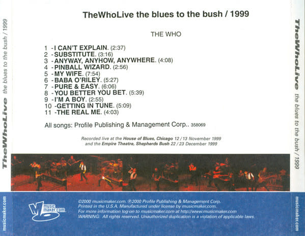 Rock/Pop The Who - The Who Live - The Blues To The Bush / 1999 (CDr) (USED CD)