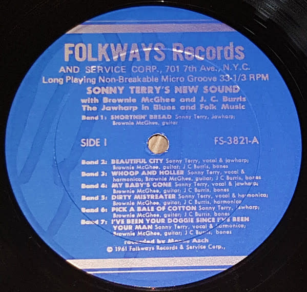 Blues Sonny Terry With Brownie McGhee & J.C. Burris - Sonny Terry's New Sound: The Jawharp In Blues & Folk Music (VG+/VG+)