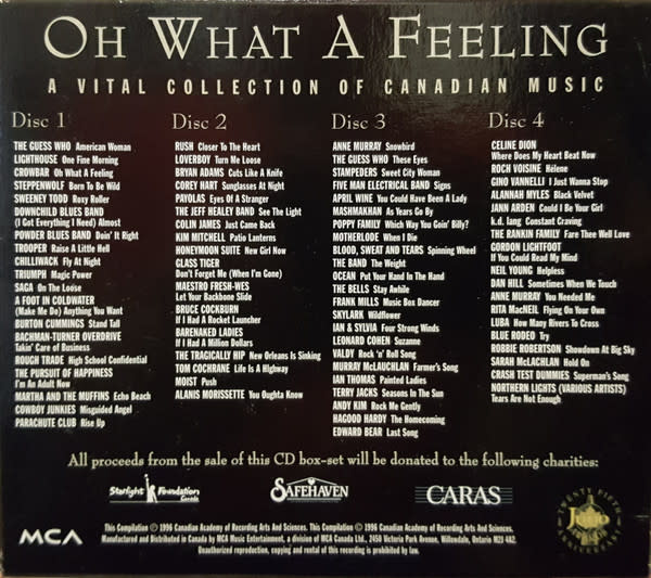 Rock/Pop V/A - Oh What A Feeling (A Vital Collection Of Canadian Music) (4 CD - USED CD BOX SET)