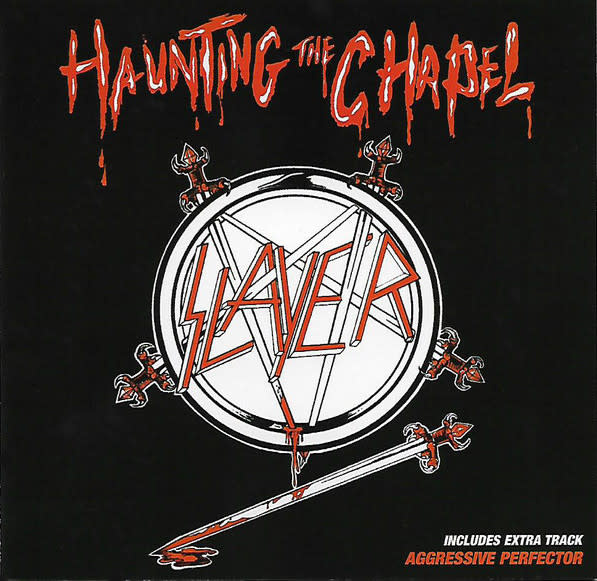 Metal Slayer - Haunting The Chapel (2008 Clear w/Blood Splatter) (NM, except for edge of record that has manufacturing chip, does not affect play area/VG++)
