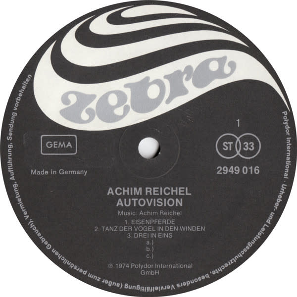 Krautrock Achim Reichel - Autovision ('74 Germany) (VG, conservative grade, light crackle/VG, creases, bit of scotch tape, small woc, shelf-wear, tiny tear on bottom seam)