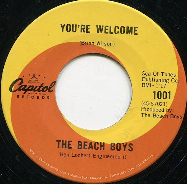 Rock/Pop The Beach Boys - Heroes And Villains / You're Welcome ('67 CA 7") (VG+, writing on labels)