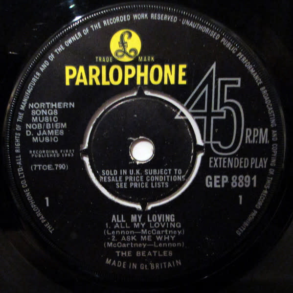 Rock/Pop The Beatles - All My Loving ('64 UK Mono 7") (VG/VG, creases)