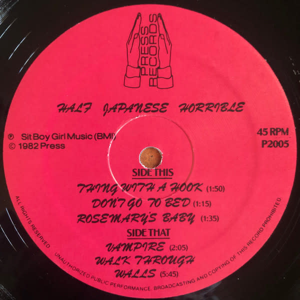 Rock/Pop Half Japanese - Horrible ('82 US) (VG+/VG, shelf-wear, significant corner-wear)
