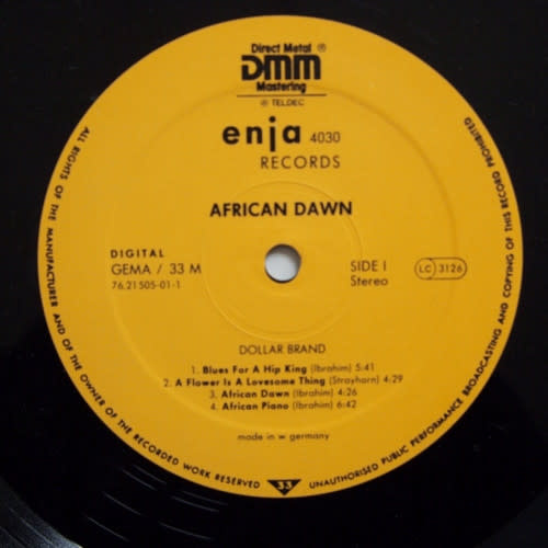 Jazz Dollar Brand, Abdullah Ibrahim - African Dawn ('83 Germany) (VG+, light crackle/VG, creases)