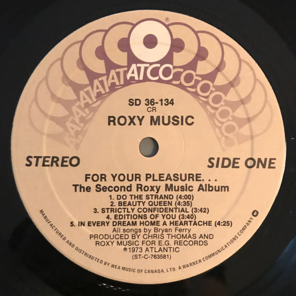 Rock/Pop Roxy Music - For Your Pleasure (CA Reissue) (VG+/VG, tear on cover, hole punch, creases)