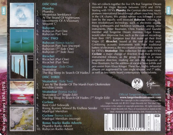 Krautrock Tangerine Dream - The Virgin Years 1974-1978 (USED 3 x CD)