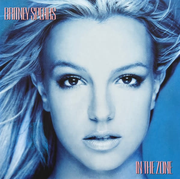Pop Britney Spears - In The Zone (2019 Blue with White Swirl) (VG+/VG, lots of creases, 2 in. top seam split)