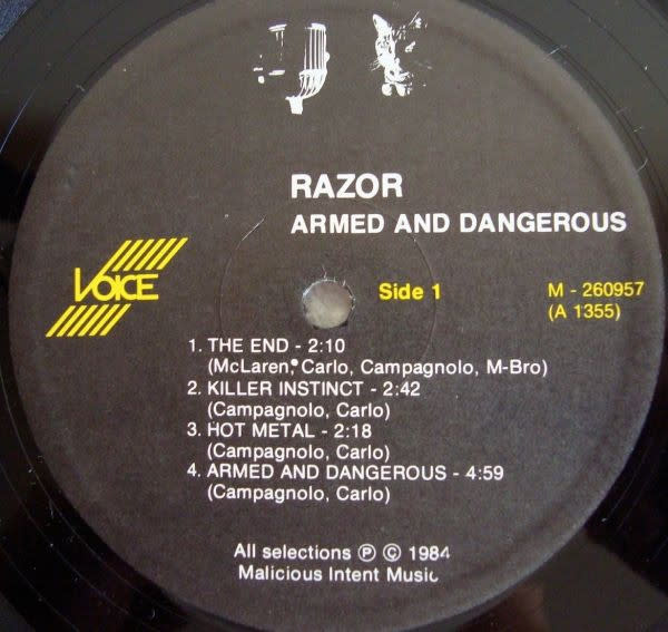Metal Razor - Armed And Dangerous ('84 CA with Insert) (VG+, some light surface noise/clicks in quiet parts/VG+)