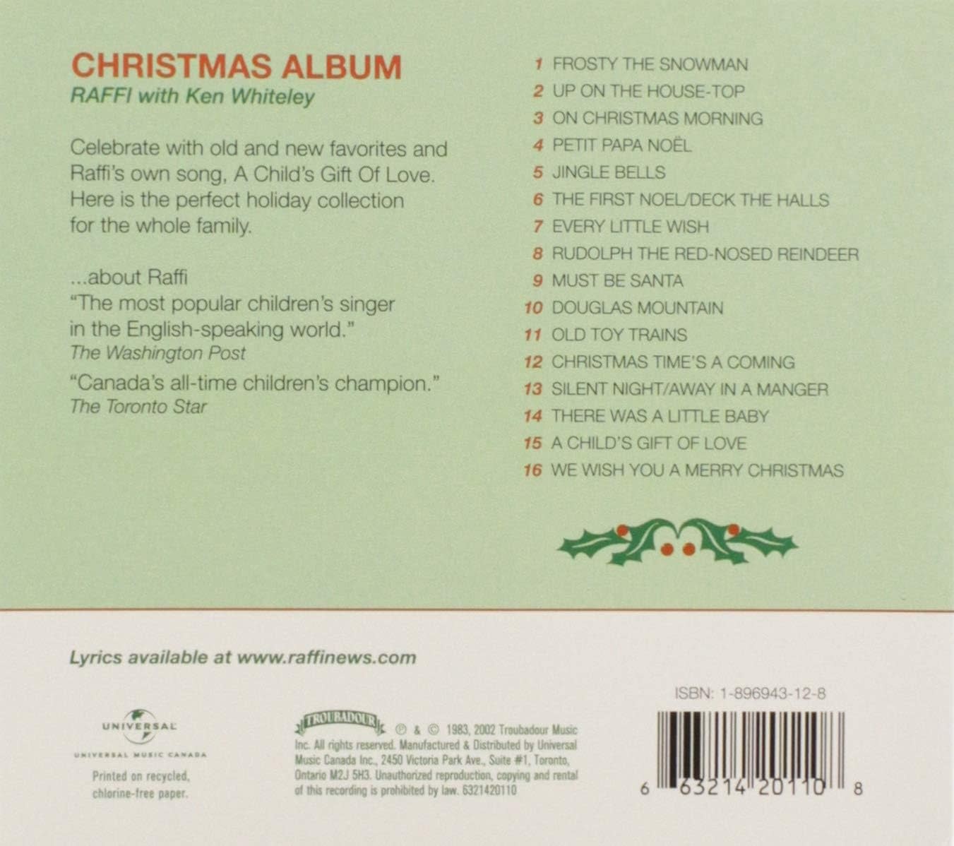 Christmas Raffi - Raffi's Christmas Album (NEW CD)