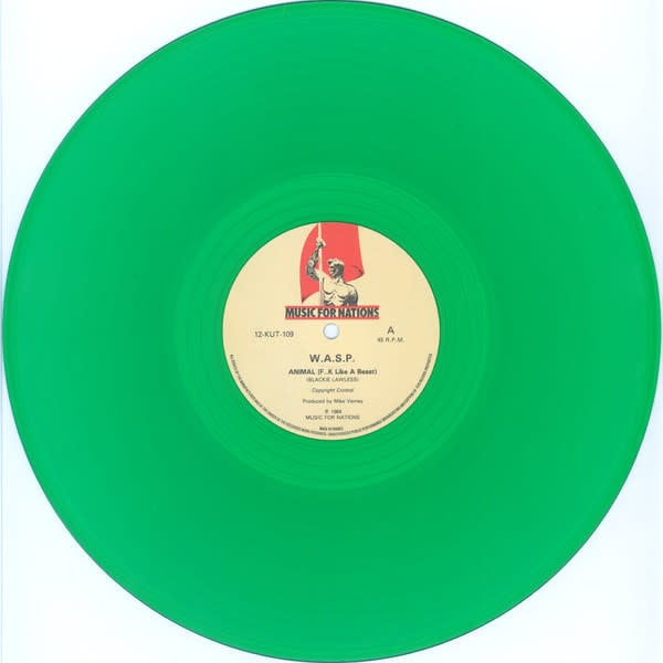 Rock/Pop W.A.S.P. - Animal (F**k Like A Beast) ('84 UK Translucent Green Vinyl 12") (VG plays VG+/VG+)