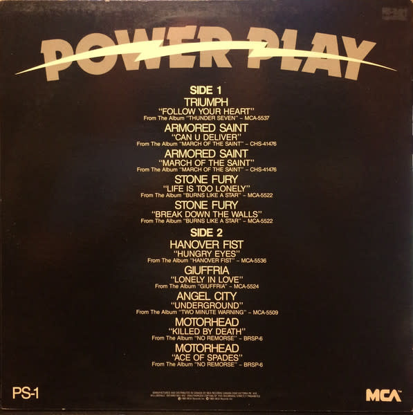Rock/Pop V/A - Power Play ('85 CA Promo Sampler) (VG++/VG+)