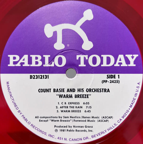 Jazz Count Basie And His Orchestra - Warm Breeze ('81 US - Red Vinyl) (VG+/VG+, bit of corner-wear, tiny tear on cover)