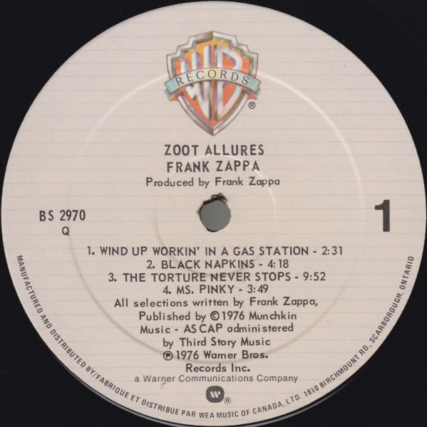 Rock/Pop Frank Zappa - Zoot Allures (CA Reissue) (VG+/VG)