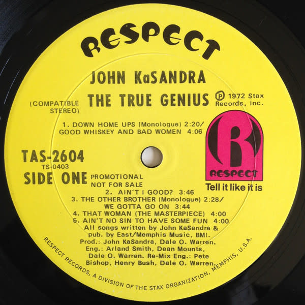 R&B/Soul/Funk John Kasandra - The True Genius ('72 US Promo) (VG+/VG)