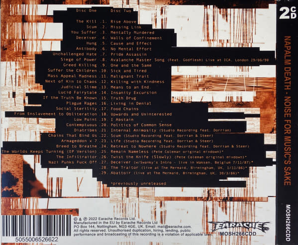 Metal Napalm Death - Noise For Music's Sake (NEW CD)