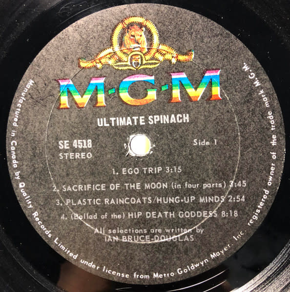 Rock/Pop Ultimate Spinach - S/T ('68 CA) (VG, conservative grade plays VG+/VG, sticker on cover, 2 inch spine-split)