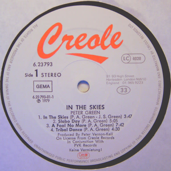 Rock/Pop Peter Green - In The Skies (Germany Gatefold Reissue) (VG+/VG, some water damaged to bottom inch of sleeve)