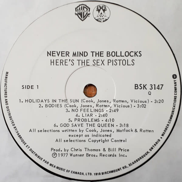 Rock/Pop Sex Pistols - Never Mind The Bollocks Here's The Sex Pistols (CA Reissue) (VG/VG, wear to top and bottom seams, creases)