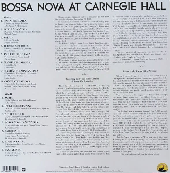 Jazz V/A - Bossa Nova At Carnegie Hall (2023 Liberation Hall Reissue) (VG+/VG++)