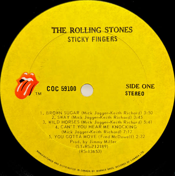 Rock/Pop The Rolling Stones - Sticky Fingers ('71 CA Zipper Cover, with Insert) (G+, surface noise/VG, missing pull-tab on zipper, light stain)
