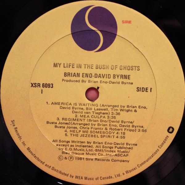Rock/Pop Brian Eno - David Byrne - My Life In The Bush Of Ghosts ('81 CA) (VG+/VG+, sticker residue on Side 2 label)