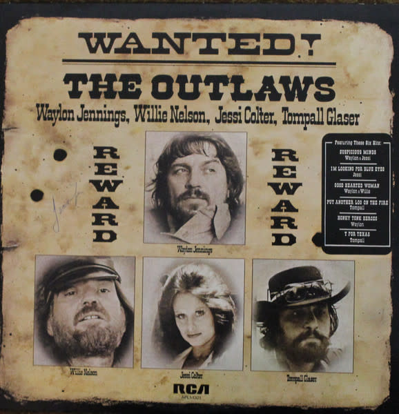 Folk/Country Waylon Jennings, Willie Nelson, Jessi Colter, Tompall Glaser - Wanted! The Outlaws ('70s CA) (VG+/VG+, creases)