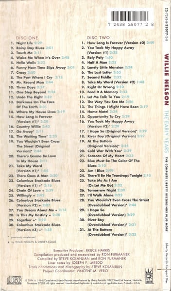 Folk/Country Willie Nelson - The Early Years - The Complete Liberty Recordings Plus More (USED 2CD)