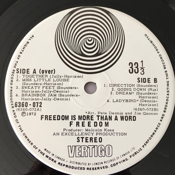 Rock/Pop Freedom - Freedom Is More Than A Word ('72 CA) (VG+, light scuff/VG+, hole punch)