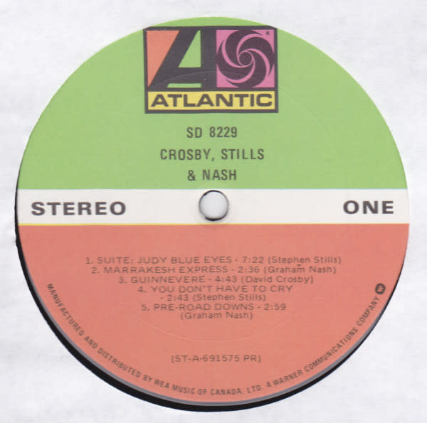 Rock/Pop Crosby, Stills & Nash - S/T (CA Non-Gatefold Reissue) (VG+/VG++)