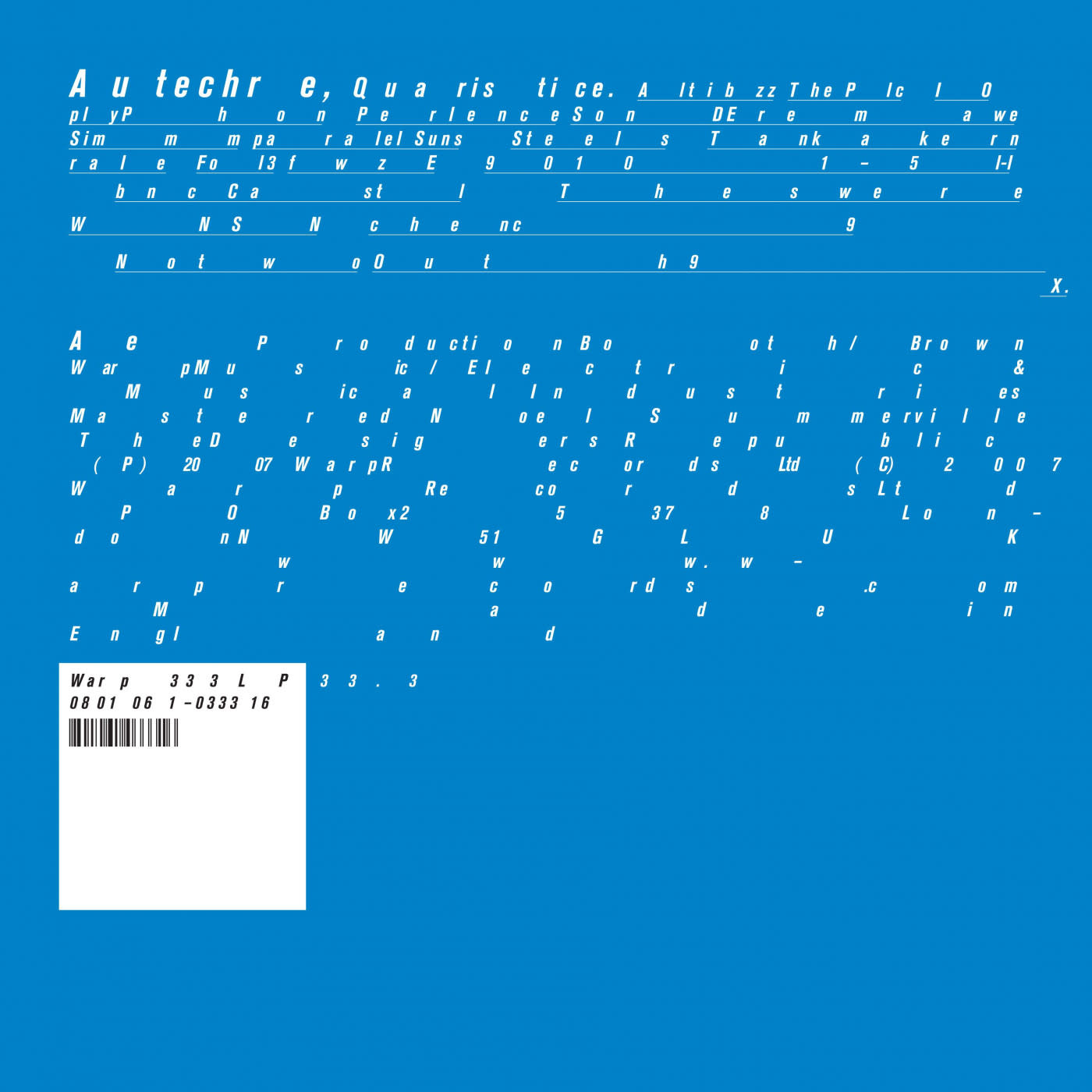 Electronic Autechre - Quaristice (2025 Reissue)