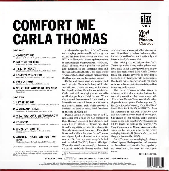 R&B/Soul/Funk Carla Thomas - Comfort Me (2018 180g Club Edition) (NM/NM)