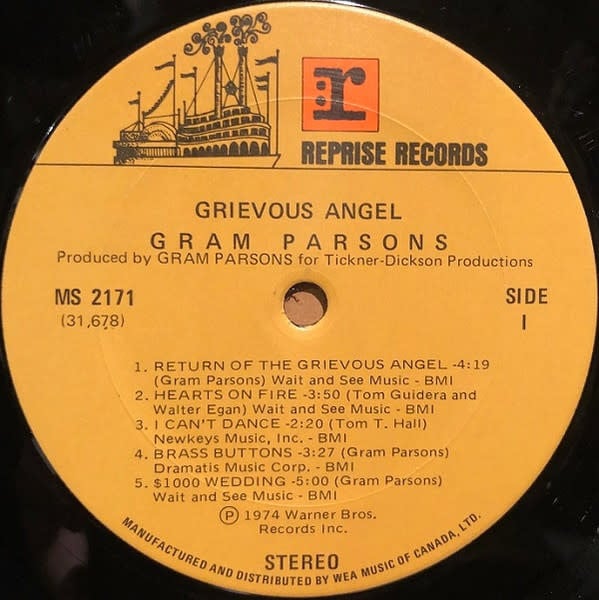 Folk/Country Gram Parsons - Grievous Angel (CA Repress) (VG/G+)