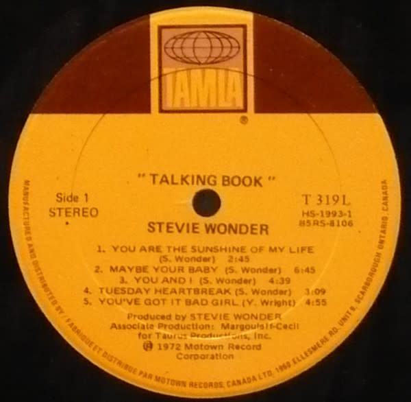 R&B/Soul/Funk Stevie Wonder - Talking Book (CA Reissue) (VG+/VG+)