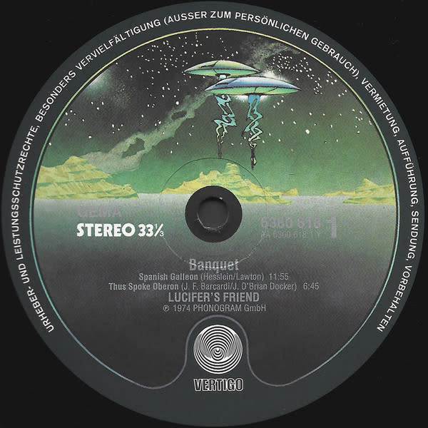 Rock/Pop Lucifer's Friend - Banquet ('74 Germany) (VG, plays VG+/VG, 2 in. of spine-wear)