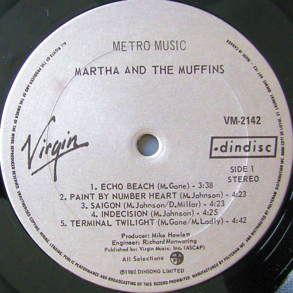 Rock/Pop Martha And The Muffins - Metro Music ('80 CA) (VG+/VG+)