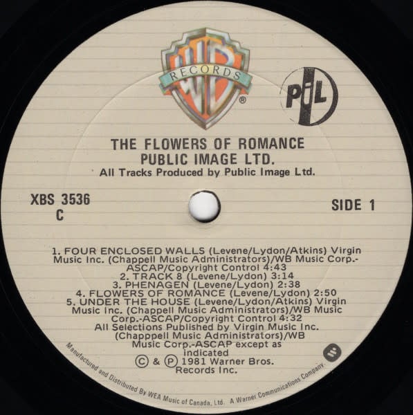 Rock/Pop Public Image Ltd. - The Flowers Of Romance ('81 CA) (VG/VG, hole punch, creases, ring/shelf/spine-wear)
