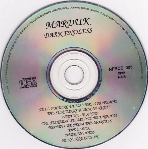 Metal Marduk - Dark Endless ('92 Sweden, No Fasion Records) (USED CD - scuff)