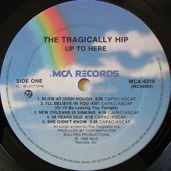 Rock/Pop The Tragically Hip - Up To Here ('89 CA) (VG+/VG+)